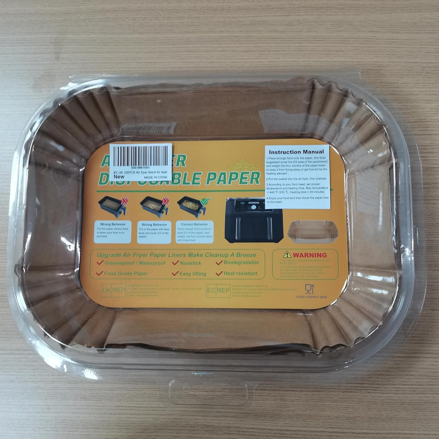 100Pcs Air Fryer Liners for Ninja Dual, Air Fryer AF300UK AF400UK Accessories, Disposable Airfryer Parchment Paper Liners, Compatible with Ninja, Breville, Tower & Other Dual Zone Fryers